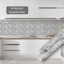Dekoros Beyaz Tuğla Desenli Yapışkanlı Folyo, Mutfak, Tezgah, Masa, Dolap Kaplama Folyosu, Isıya Dayanıklı, Su Geçirmez, Yapışkan Folyolar, Sticker, Büyük Ebatlı, Dekoros