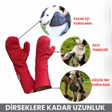 Köpek Pati Kurulama Eldiveni, 2 Katlı Süper Su Emici Mikrofiber, 1 Çift, Kırmızı