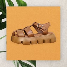 Dünya Shoes  Deri Kadın Sandalet