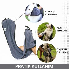 Cepli Pratik Köpek Havlusu, Süper Su Emici Mikrofiber, Gri