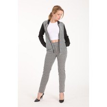 Villager & Son Vs Bayan Kaz Ayağı Desenli Tam Fer Dalgıç Mont 010 Siyah