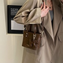 Starniko Yeni Kore Tarzı Moda Basit Çok Yönlü Kova Omuz Crossbody Çanta (Yurt Dışından)