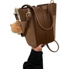 Starniko Kadınların Yeni Kore Tarzı Retro Moda Dikey Çizgili Süet Omuz Crossbody Çanta (Yurt Dışından)
