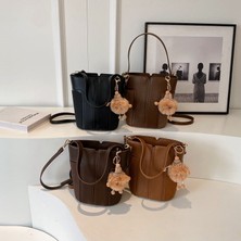 Starniko Kadınların Yeni Kore Tarzı Retro Moda Dikey Çizgili Süet Omuz Crossbody Çanta (Yurt Dışından)