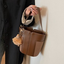 Starniko Kadınların Yeni Kore Tarzı Retro Moda Dikey Çizgili Süet Omuz Crossbody Çanta (Yurt Dışından)