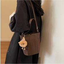 Starniko Kadınların Yeni Kore Tarzı Retro Moda Dikey Çizgili Süet Omuz Crossbody Çanta (Yurt Dışından)