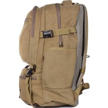 TahTicMer Escape 501 Dağcı Sırt Çantası Kanvas Kumaş Spor Outdoor Dağcı Kampçı Sırt Çantası Günlük Kullanım Ortopedik Bej