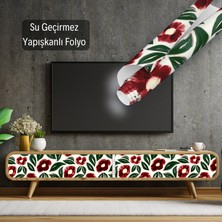 Dekoros Kırmızı Çiçek Desenli Yapışkanlı Folyo, Mutfak, Tezgah, Masa, Dolap Kaplama Folyosu, Isıya Dayanıklı, Su Geçirmez, Yapışkan Folyolar, Sticker, Büyük Ebatlı, Dekoros