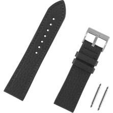 Saatse 22MM Siyah Dikişli Floter Hakiki Deri Spor Saat Kordonu Kayış