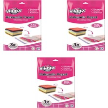 Vindex Vakumlu Giyisi Yastık Yorgan Saklama Torbası Poşeti Hurç - Xx Large - 80X100 Cm. - 3 Paket