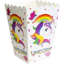 Unicorn Mısır Kutusu 8 Adet Renkli Desenli Parti Malzemeleri 11,5 cm Boyutunda