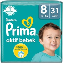 Prima Aktif Bebek, Bebek Bezi 8 Numara, 31 Adet