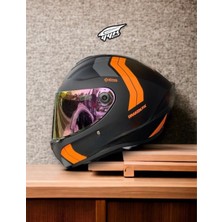 WİNNER MOTORS Draken Orange. ''2 Vizörlü'' + ''sticker'' Hediyeli, Mat Motosiklet Kapalı Kask