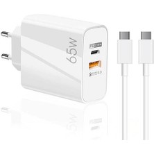 Global 65W Usba PD33W Quick Charger 3.0 Type-C To Type-C 2m Kablolu Hızlı Şarj Aleti Set WNE0742