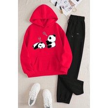 Only Trendwear Unisex Uykucu Panda Baskılı Rahat Eşofman Takımı