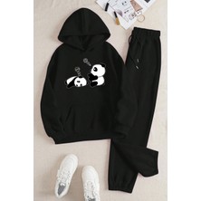 Only Trendwear Unisex Uykucu Panda Baskılı Rahat Eşofman Takımı