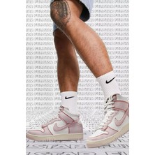 Nike Dunk High 1985 Rose Denim And Leather Sneaker Hakiki Deri Bilekli Unisex Ayakkabı Beyaz