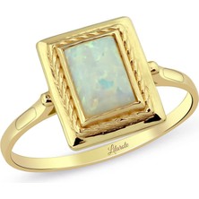 Lilarote Opal Kare Taşlı Altın Yüzük