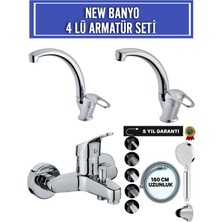 New Banyo 4'lü Banyo-Lavabo-Mutfak-Duş Seti Aç Kapa Batarya