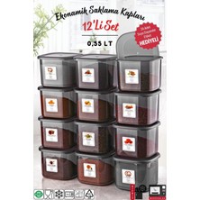 Nandy Home 12'li Set Kırılmaz Antrasit Saklama Kabı 550 ml Yüksek Performanslı PP Plastik Etiketli