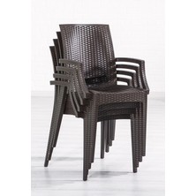 Mobetto Rattan Small Lüx Camlı Kahve Masa Takımı Bahçe&balkon 1 Camlı Masa 4 Sandalye