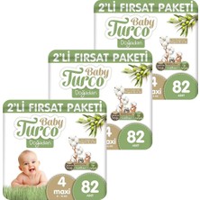 Baby Turco Doğadan Fırsat Paketi Bebek Bezi 4 Numara Maxi (82X3 246 Adet)