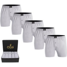 Öts Erkek %100 Pamuklu Boxer 5'li Set Düğmeli, Rahat Kalıp, Yüksek Kaliteli, Premium Özel Siyah Kutusunda, İç Giyim, Çamaşır