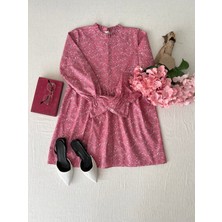 Küçüğüm Butik Pembe Poplin Fırfır Yakalı Tunik