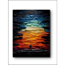 Harz Dekor Sunset And Human Kanvas Tablo Dekoratif Modern Soyut Minimalist Illüstrasyon