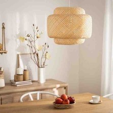 Led Projem Ibiza Tasarım Bamboo Avize Hasır Avize 1.sınıf Kalite 30CM Çap Naturel Bambu Sarkıt Avize