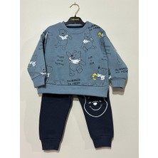 Little Pumpkin Erkek Çocuk Winnie The Pooh Baskılısweatshirt Eşofman Altı Şardonlu 2li Takım