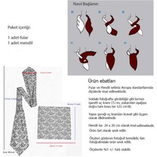Exve Exclusive Gri Üzerine Geometrik Desenli Jakar Dokuma Fular Mendil Seti