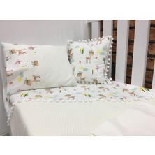 Buse Baby Home Krem , Çocuk Çok Amaçlı Poplin ,pikeli ve Ponponlu Nevresim Takımı 6'lı Set