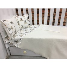 Buse Baby Home Krem , Çocuk Çok Amaçlı Poplin ,pikeli ve Ponponlu Nevresim Takımı 6'lı Set