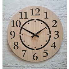 M&H Quality Dekoratif Ahşap  Duvar Saati Sessiz Mekanizma Türkçe Rakamlı