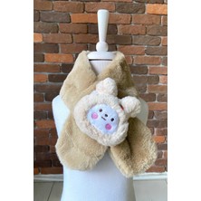 e-annecim Peluş Boyunluk Atkı Tavşanlı Kahverengi