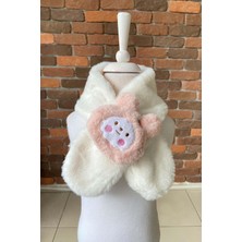 e-annecim Peluş Boyunluk Atkı Tavşanlı Beyaz