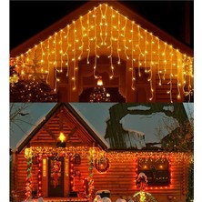SSDESIGN 4 Metre Fişli 16 Saçaklı 8 Fonksiyonlu Eklenebilir LED Sarkıt Yılbaşı Ip Perde LED