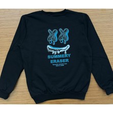 Moda İstasyonu Unisex Baskılı Siyah Sweatshirt