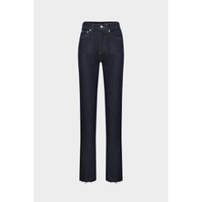 AÇELYAOKCU High Waist Straight Dark Blue Düz Paça Dikişsiz Jean