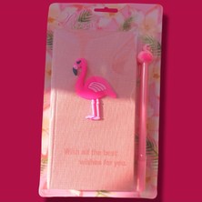 Hediye Sandalı Flamingo Temalı Defter + Iğne Uçlu Tükenmez Kalem Set( Hediyelik Defter Seti)