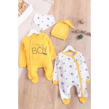 Babymod Palmiye Desenli Boy Baskılı 2'li Uzun Kollu Erkek Bebek Tulum Takım