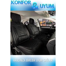 Asya hyundai Accent Era Uyumlu Lüks Deri Oto Koltuk Kılıfı Ön-Arka Set Max Series (Siyah)