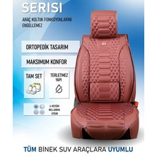 Asya hyundai Accent Era Uyumlu Lüks Deri Oto Koltuk Kılıfı Ön-Arka Set Max Series (Tarçın)