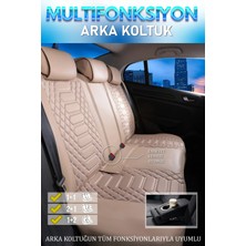 Asya Seat Ateca Uyumlu Lüks Deri Oto Koltuk Kılıfı Ön-Arka Set Max Series (Bej)