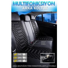 Asya Seat Ateca Uyumlu Lüks Deri Oto Koltuk Kılıfı Ön-Arka Set Max Series (Siyah-Beyaz)