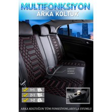 Asya Seat Ateca Uyumlu Lüks Deri Oto Koltuk Kılıfı Ön-Arka Set Max Series (Siyah-Kırmızı)