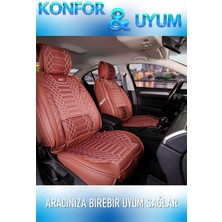Asya bmw 5 Serisi 520 Uyumlu Lüks Deri Oto Koltuk Kılıfı Ön-Arka Set Max Series (Tarçın)