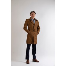 Maserto Slim Fit Erkek Açık Kahve Trençkot