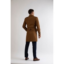 Maserto Slim Fit Erkek Açık Kahve Trençkot